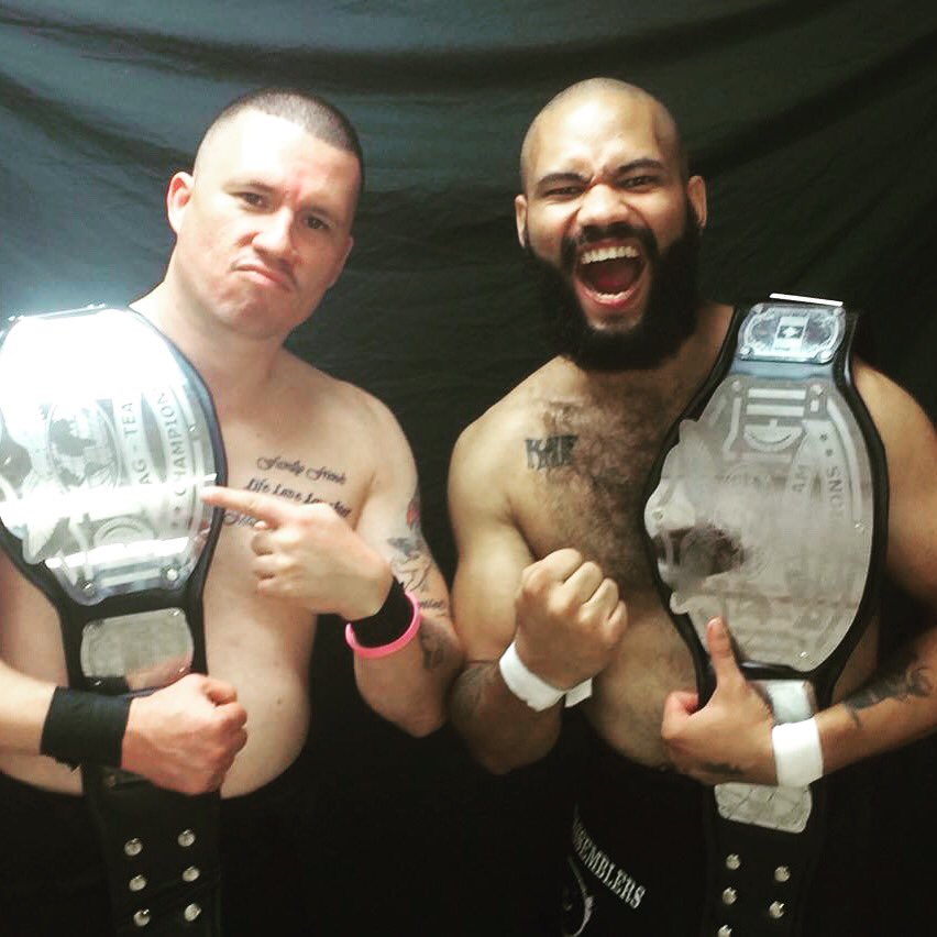 disassembler88's tweet image. The Coastal Pro Wrestling Tag Team Champions. #fightingtofight #TheDisassemblers #going4gold