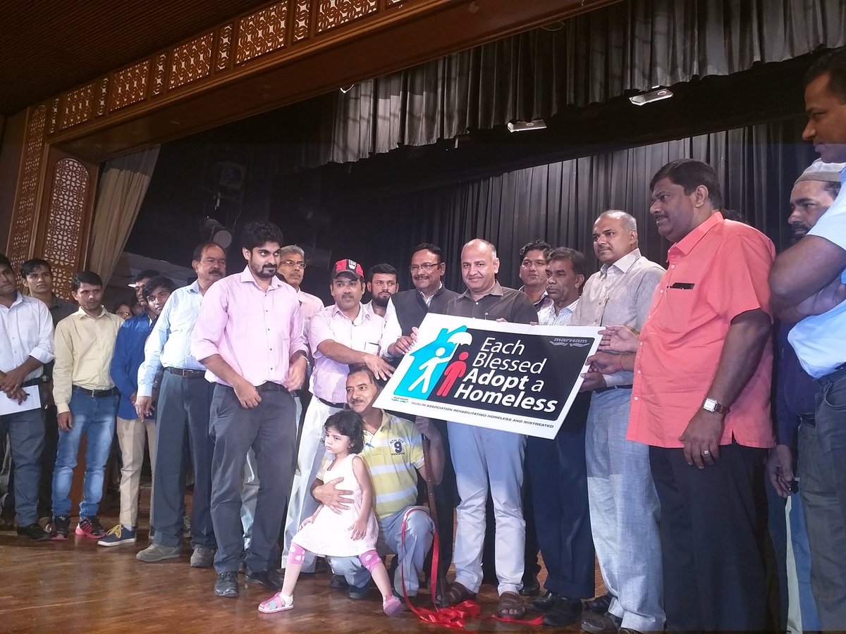 FromBhaskar's tweet photo. .@msisodia Dy CM launched a new campaign with @MARHAM_ORG &amp; Author Indu Ji today on #worldhomelessday : "Each Blessed Adopt A Homeless." https://t.co/9RiLbxD7XM