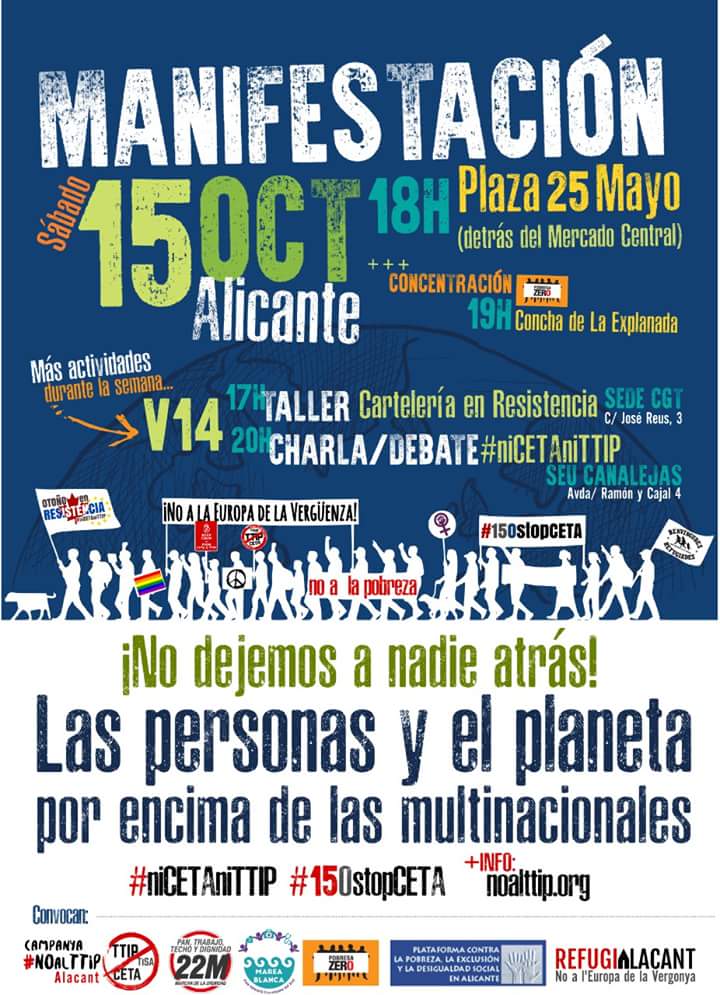 RSP_ElCampello's tweet image. NO DEJEMOS A NADIE ATRÁS Mani 15Oct 18hs Pza 25 d Mayo #niTTIP #NICETA @RedSolidaridad @Marchas22M @Marchas22M_ALC