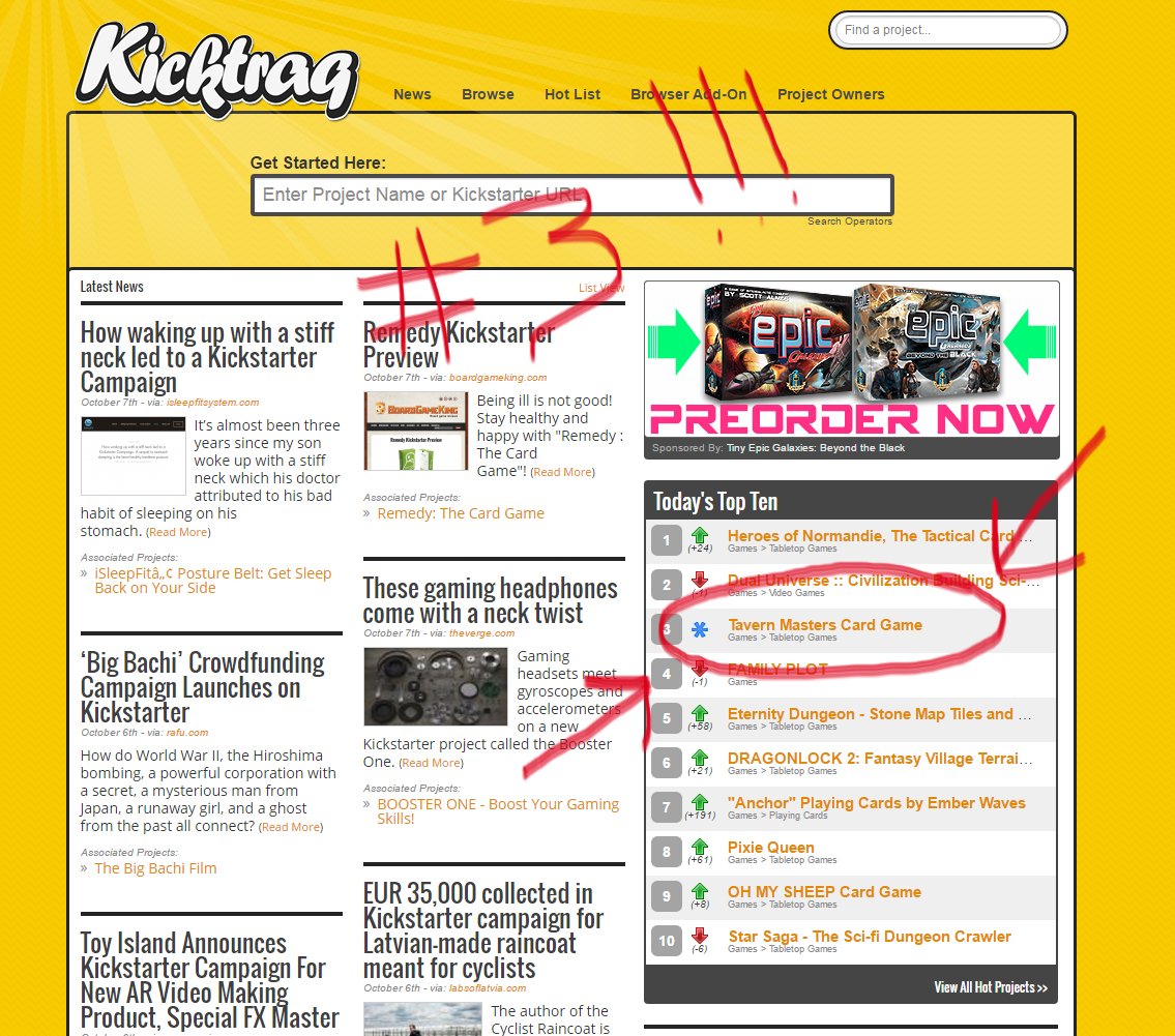 DannKrissGames's tweet image. Woohoo! We just hit #3 on Kicktraq&apos;s Top Ten list for the day! #DKG #DannKrissGames #TavernMasters #Kickstarter #Kicktraq #Crowdfunding