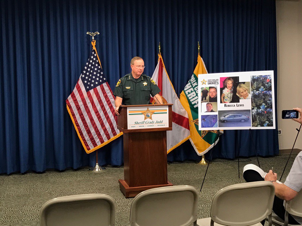 JRichards2183's tweet photo. Sheriff Grady Judd giving an update on the missing 4yo, Rebecca Lewis. #WFTS https://t.co/heFe878cXD