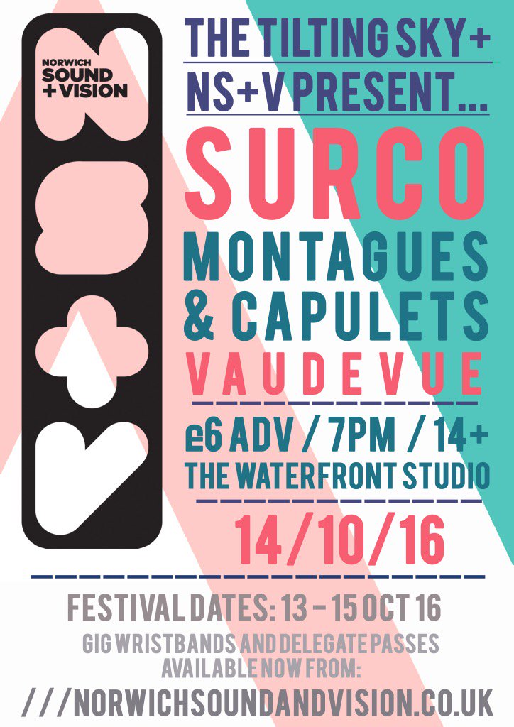 tiltingcraig's tweet photo. Norwich ! Just 16 tickets left for @SurcoOfficial @MCapulets Vaudevue @FinnDoherty @nsoundandvision @WaterfrontNR1 https://t.co/sHz8gi7UUZ