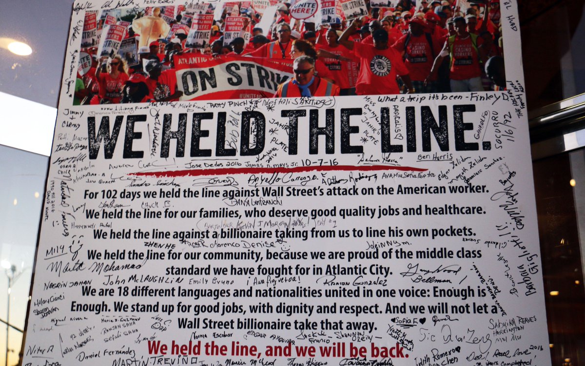 UHLocal54's tweet photo. For 102 days, We Held The Line. #uniteAC #tajmahalstrike https://t.co/EbJUzQwzzj