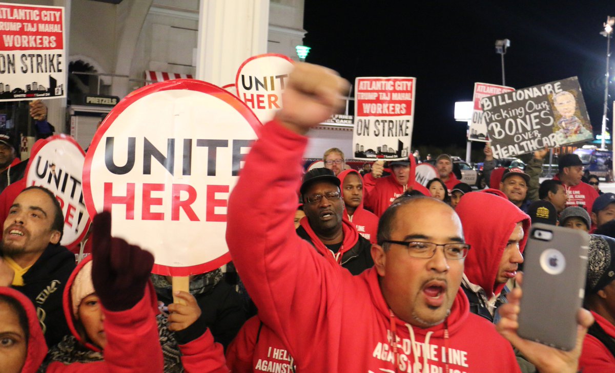 UHLocal54's tweet photo. For 102 days we held the line against Wall Street’s attack on the American worker. #uniteAC #tajmahalstrike https://t.co/1VXuOq8nRG