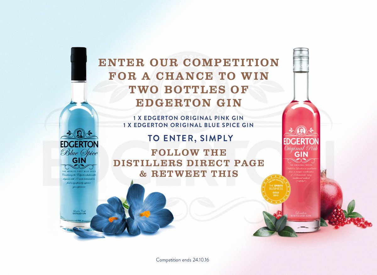 DistillerDirect's tweet image. Another giveaway! We have the amazing Pink and Blue @edgertongin to give away. Simply follow &amp;amp; RT to win. 18+only #giveaway #gin