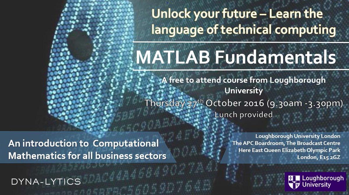dyna_lytics's tweet photo. Learn The Language of Technical Computing.
 To sign up visit https://t.co/ZAMBNf0nPr 
#matlab #loughborough #shortcourse https://t.co/nfkoUAWQfx
