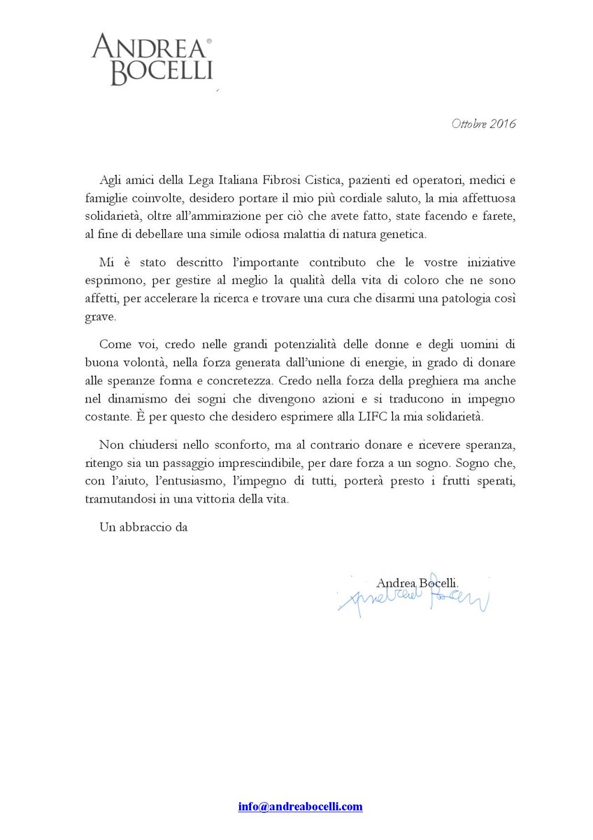 Lifc Ringraziamo Andreabocelli Per Le Parole Di Solidarieta Al Lavoro Che Svolgiamo Ogni Giorno Per Le Persone Affette Da Fibrosicistica T Co Rux8gbgdz5