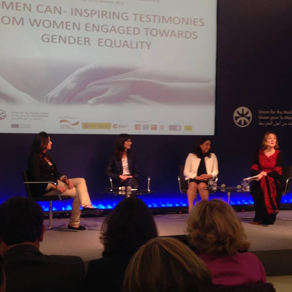 WomedScPo's tweet photo. @IJKhadija and #SarraArbaoui #FAM2015 and #FAM2016 representatives in the WOMEN CAN PANEL at @UfMSecretariat conference in Barcelona https://t.co/pFSRe1OJoj