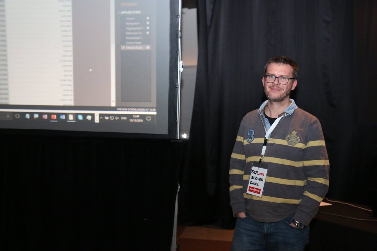 sqlug's tweet image. #SQLServerDays @Technitrain giving a great session on Power BI!
