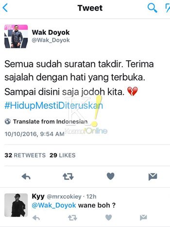 kosmo_online's tweet photo. Hubungan #WakDoyok, #Azrinaz sudah berakhir? https://t.co/NvZ4dPs9DY https://t.co/0GIpAGzoHh