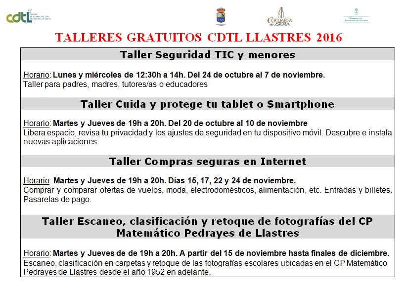 cdtlcolunga's tweet photo. Talleres a impartir en los #CDTLs Colunga y Llastres https://t.co/5lt0UHXpWn