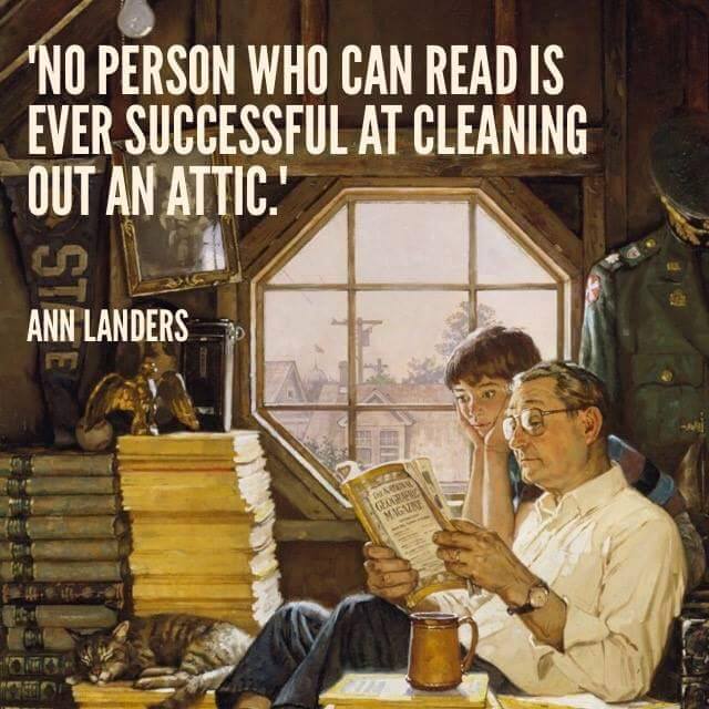 webuybooks's tweet photo. "No person who can read is ever successful at cleaning out an attic." --ANN LANDERS https://t.co/8oTCxqzKnF