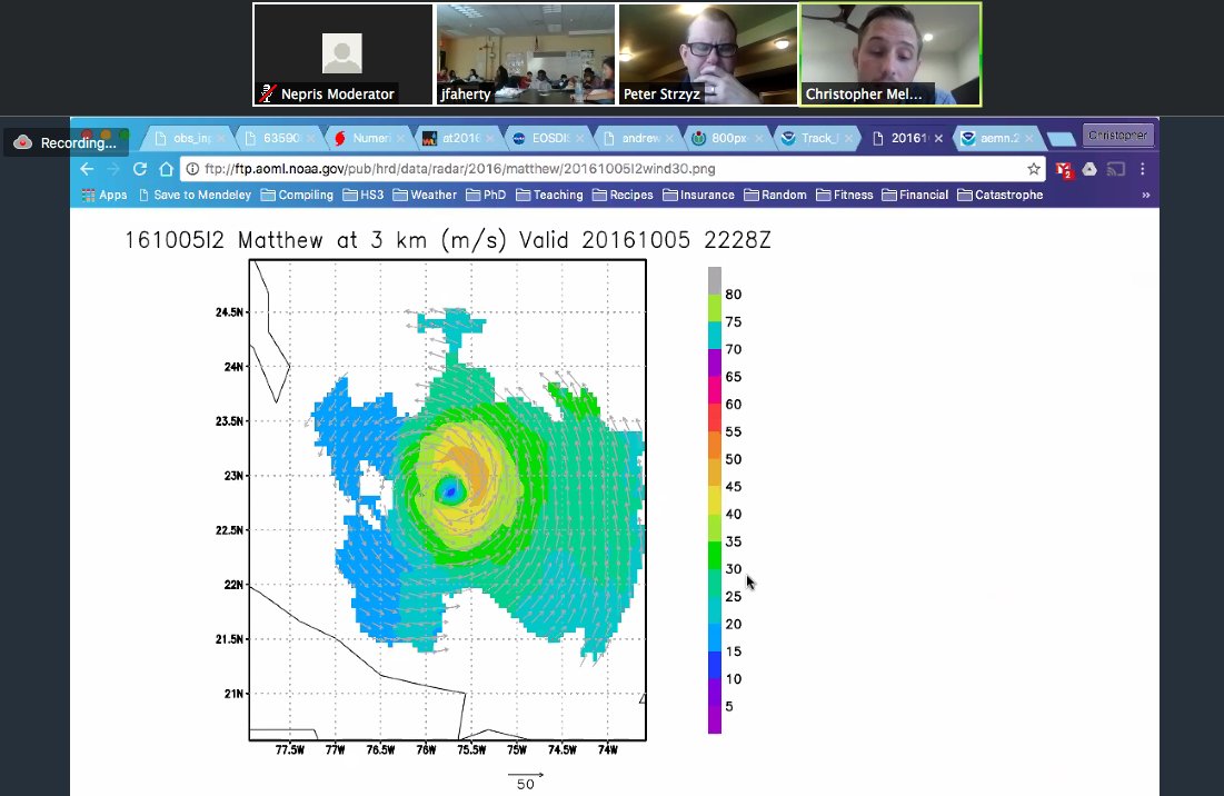 chatwithsteph's tweet photo. Another great #weather session! Thank you Peter and Chris! #hurricane  #HurricaneMatthew @neprisapp https://t.co/92SvAhrnaW