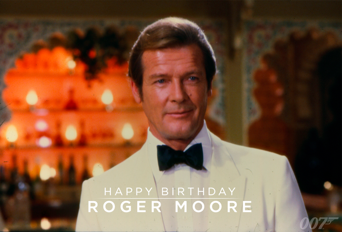 007's tweet photo. A very Happy Birthday to @sirrogermoore who played Bond in seven films. To find out more about the Bond actor visit https://t.co/czc3gJgfhh https://t.co/YAAPcfOuZb