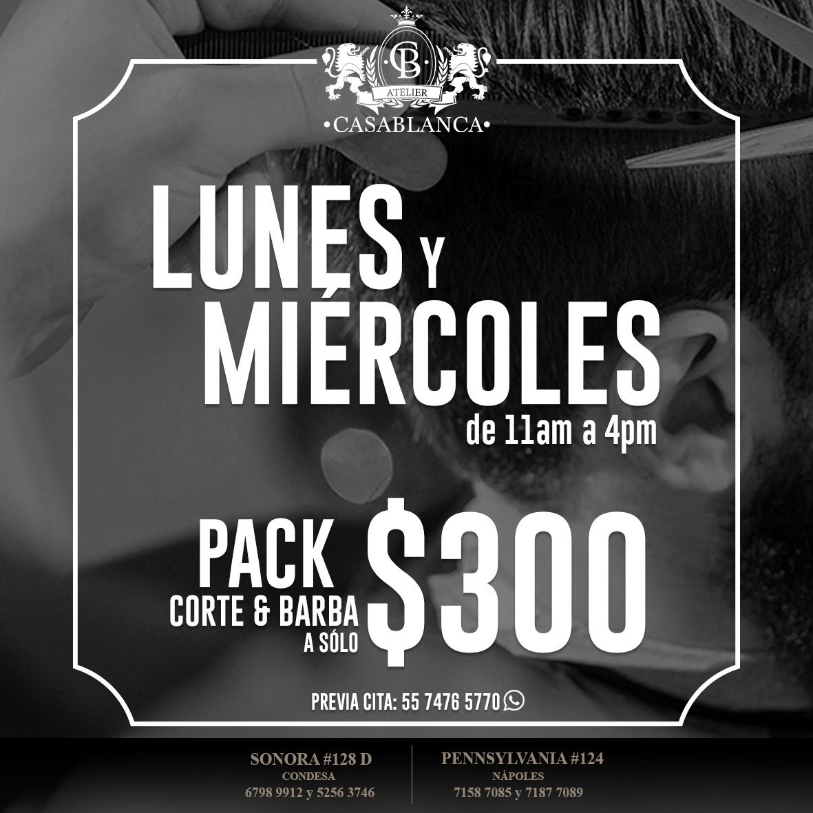 ¡Llegó el lunes!

Recuerda que es de 11:00 a 16:00 hrs., con previa cita en sucursales Nápoles y Condesa 😀