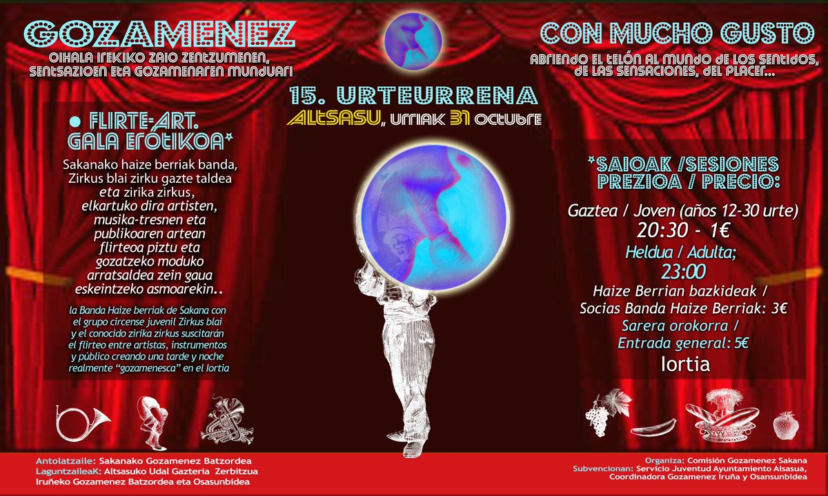 Gozamenez Gala Erotikoa, anima zaitezte 15. urteurrena ospatzen! / Animaos a participar en esta gala 15 aniversario de Gozamenez