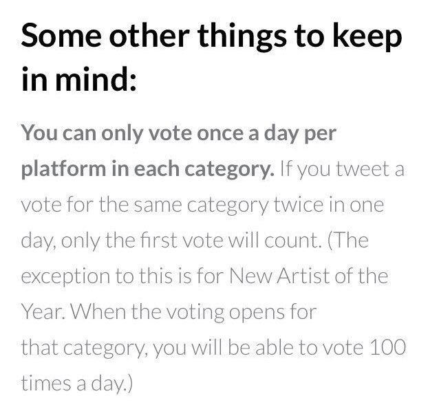 GrandesTracker's tweet photo. KEEP IN MIND: We can only vote ONCE A DAY for Ariana at the 2016 #AMAs per platform. https://t.co/b4yqruOOlr