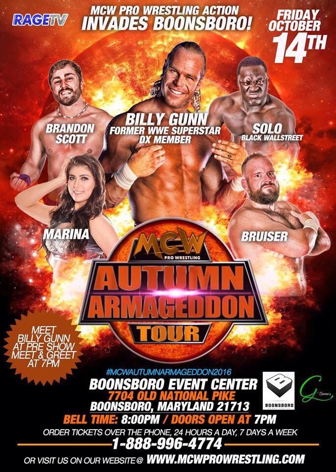 MCWWrestling's tweet photo. THIS FRIDAY! Boonsboro MD!
@The_KenDixon v #DrakeCarter
@itsBrandonScott v #Jeremiah
#Guns4Hire v #Outlaws
https://t.co/ldeuDovVkY for tix! https://t.co/EuizKlmzw9