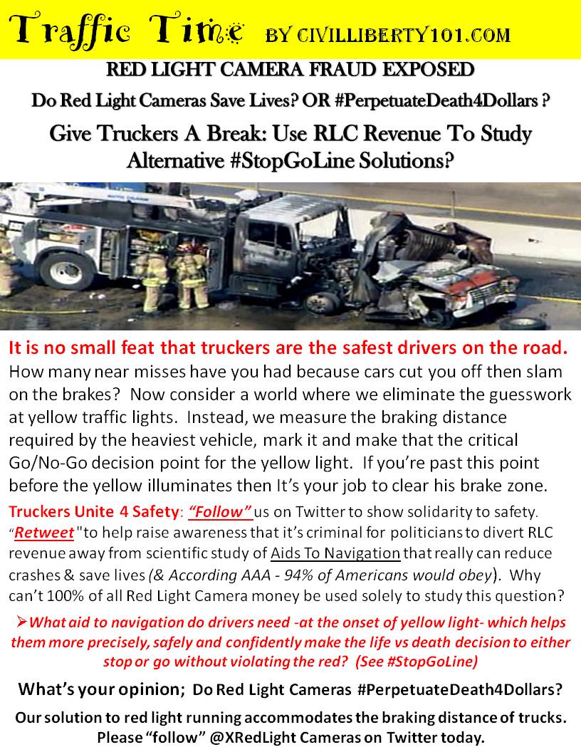 xRedLightCamera's tweet photo. Please ReTweet: Our goal is #100kTweets4Safety to eliminate Red Light Running &amp; Red Light Cameras that #PerpetuateDeath4Dollars. #StopGoLine https://t.co/oWnxmvs9Di