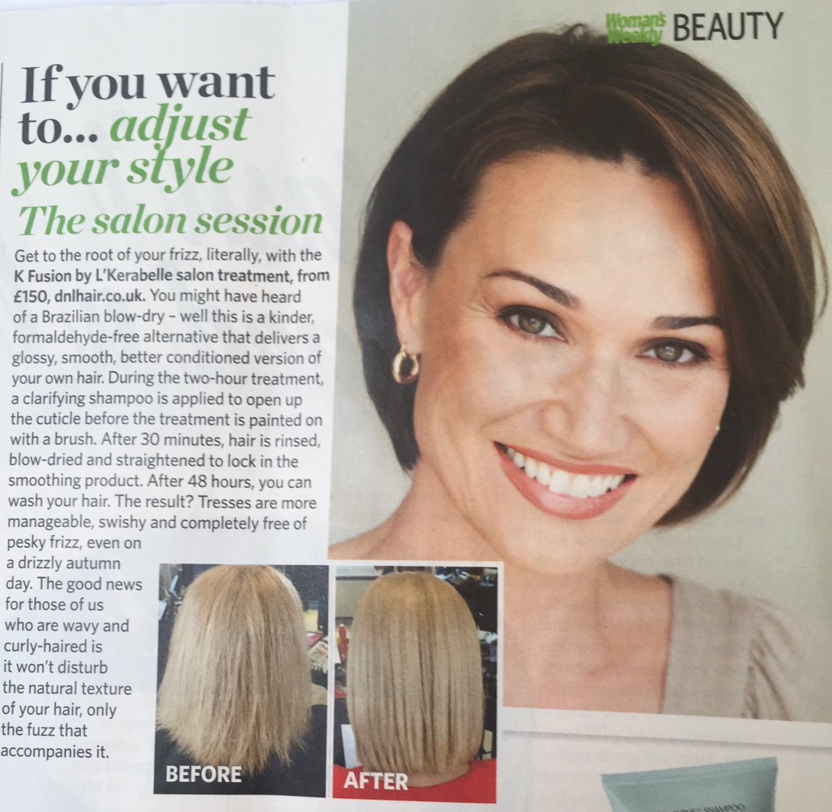 L_Kerabelle's tweet photo. Lovely write up of #kfusion in the latest issue of @Womans_Weekly Thanks @stephaniemaylor #frizz #free #autumn #hair https://t.co/QQgeCJSAkJ