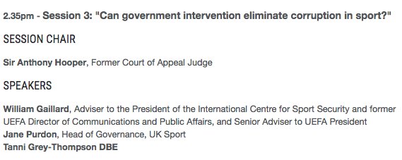 LawInSport's tweet photo. Register now to attend the corruption in sport panel w/ @JanePurdon @Tanni_GT &amp; more on 13 Oct.

https://t.co/3GUTgcBHXo

#BASLConf16 https://t.co/iiLxxHSoO7