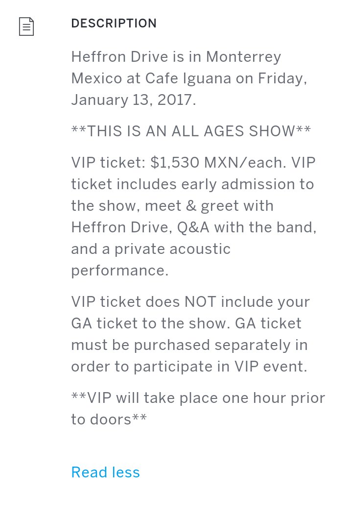 KendallSchMex's tweet photo. .@HeffronDrive La información del VIP para la Ciudad de México aparece igual que en MTY #HeffronDriveInMexico https://t.co/H1Ur5PO819