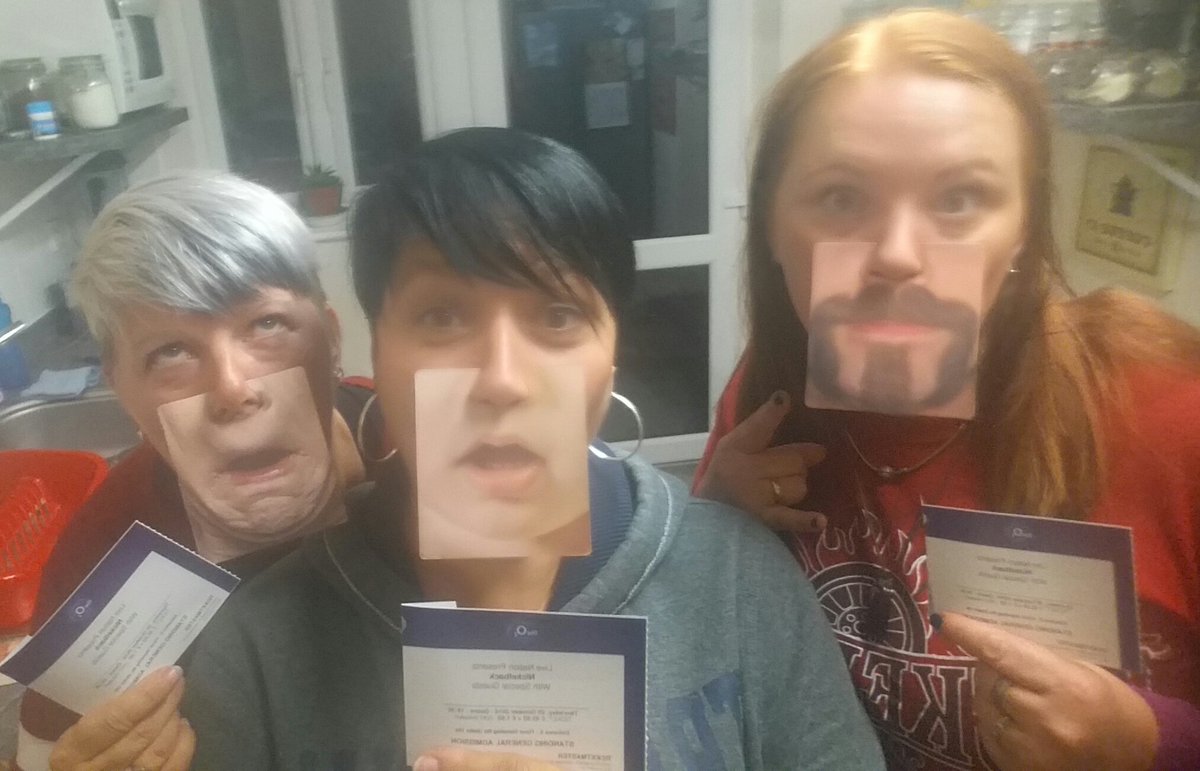 wildtrak's tweet photo. @Nickelback @TheO2 #crazyladies R we annoying u yet wiv our @facematt_uk daft faces Trying 2make u luv us enuff 4 an upgrade 4 #NBlondon! 😍😍 https://t.co/uYIPUylSCO