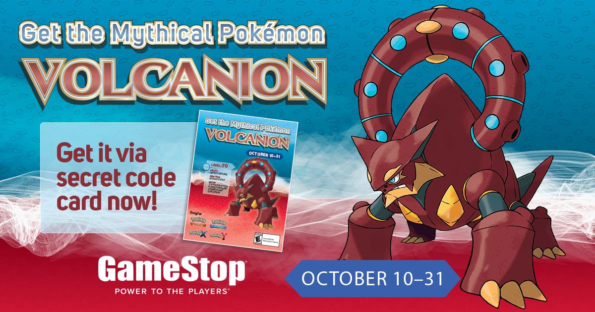 Starting today, grab a Mythical Pokmon #Volcanion card in-store through  10/31. Volcanion can join your team in Pokmon X/Y & OR/AS