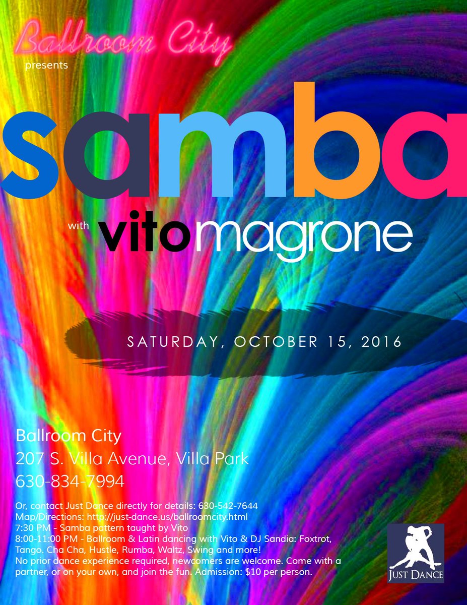 Vito will be at <a href="/Ballroomcity/">Ballroom City</a> this Saturday, samba lesson + ballroom/Latin dance! vitomagrone.blogspot.com/2016/10/vito-a…