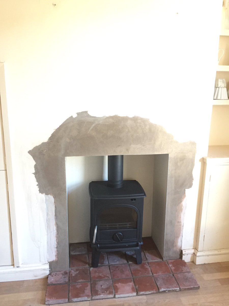 Before and after for today's job dru 44 with reclaimed tiles for the hearth. supplied by <a href="/dantonfires/">Danton Fireplaces</a>
