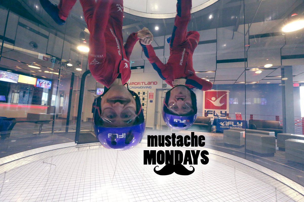 iFLYPortland's tweet photo. I mustache you to fly with us. Happy Mustache Monday everyone! #MustacheMonday #FlyStache #MustacheDown #iFLYPortland #indoorskydiving #iFLY https://t.co/LdP8lCrJK0