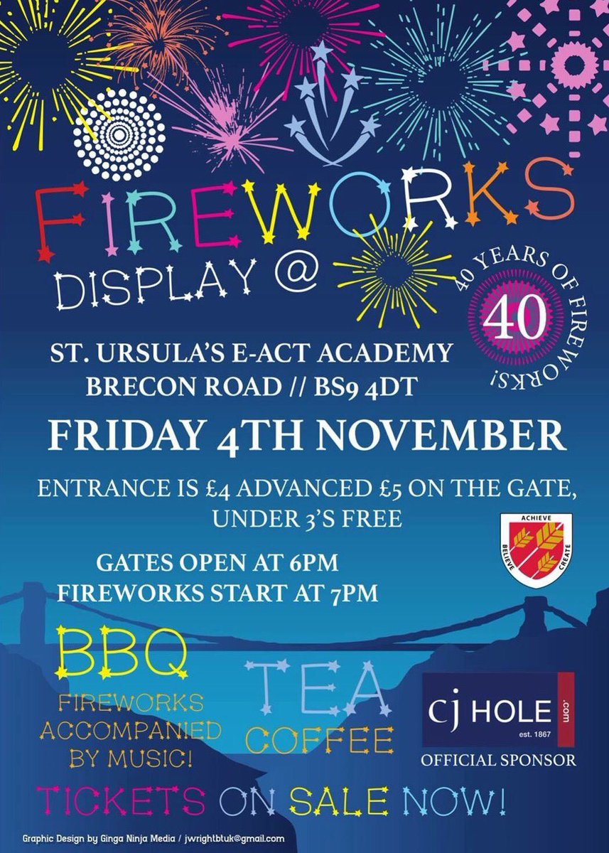 StUrsulasEACT's tweet image. Come along to the best fireworks in Bristol! Truly a magnificent sight! #fireworkfun