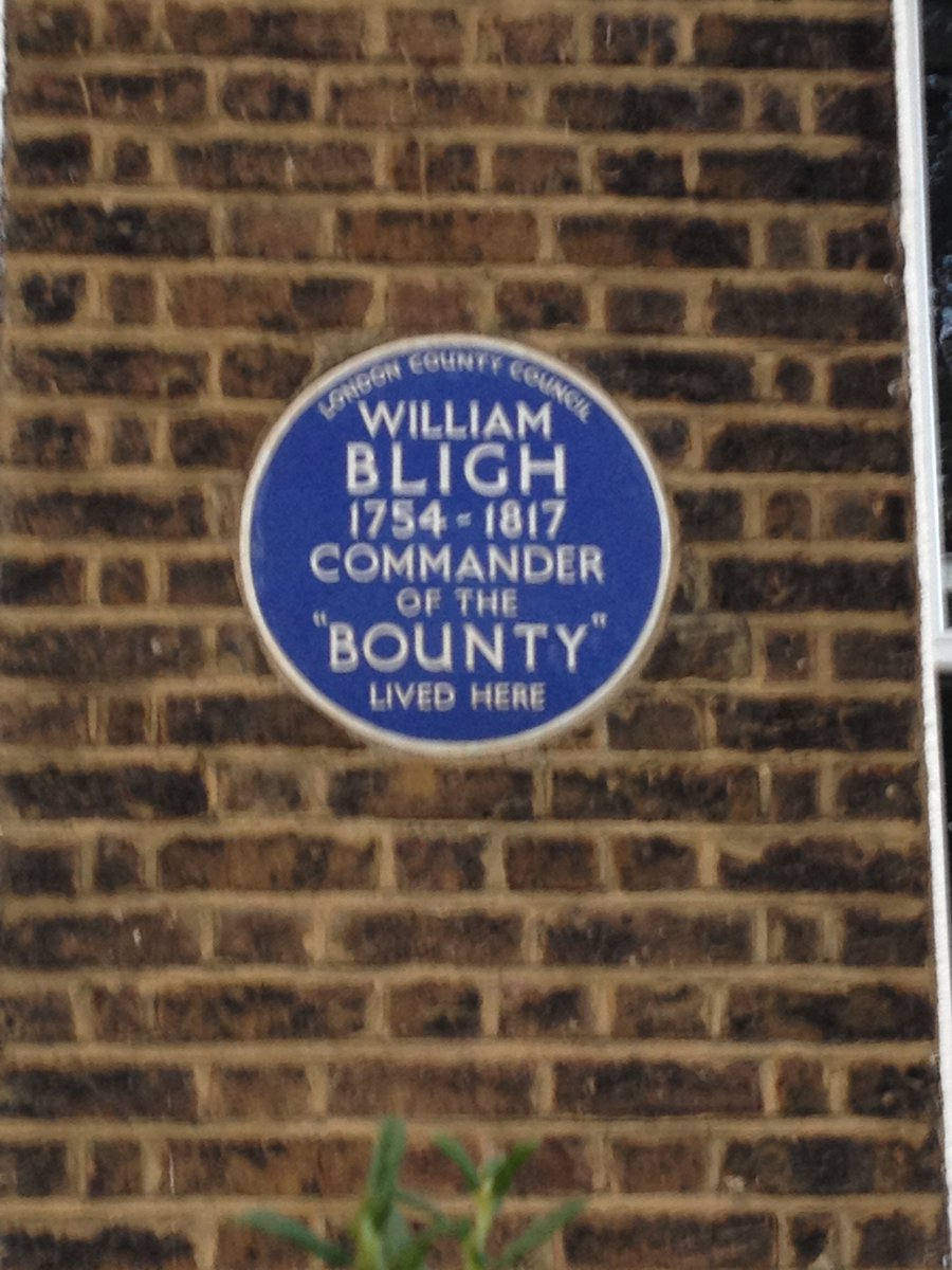 TigersTimBell's tweet photo. Wandering around London I say a blue plaque for the skipper of HMS Bounty. Set adrift by mutineers &amp; endured 6,500km in open boat. #history https://t.co/KslxiQ5PdT