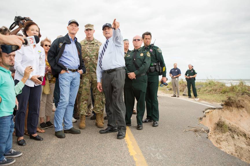 Florida Governor Rick Scott Tours Flagler Beach Hurricane Matthew Damage