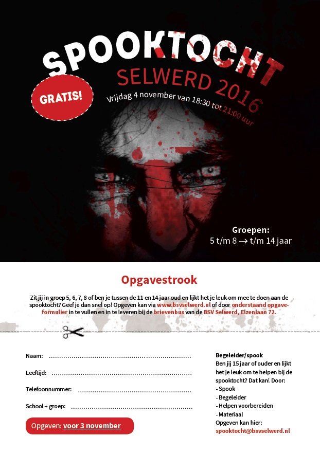 Spooktocht Selwerd 2016! Vrijdag 4 november 2016. Meer informatie vind je op bsvselwerd.nl #Selwerd <a href="/Selwerd/">Selwerd</a>  @WijkbedrSelwerd