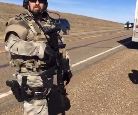 UR_Ninja's tweet photo. BREAKING: @shailenewoodley has been arrested for trespassing during #NoDAPL action, by heavily-armed Sheriffs in North Dakota. https://t.co/O5F9yKLhTA