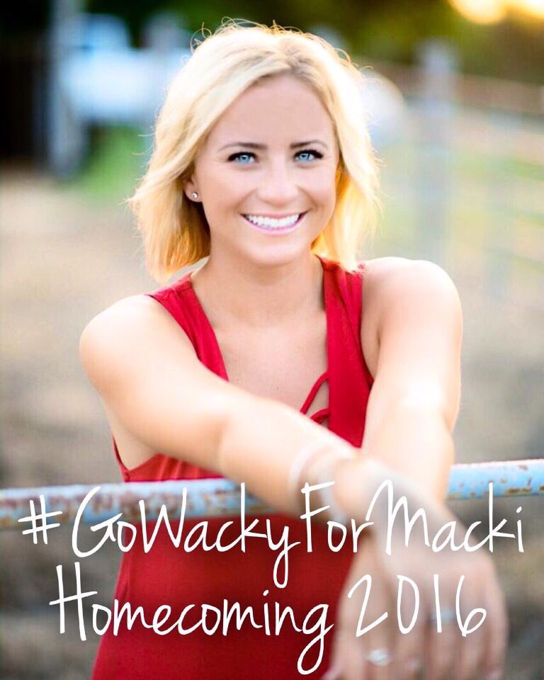 kelcsutt's tweet photo. Let's all get a little Wacky this homecoming and vote for Macki!!!! #GoWackyforMacki https://t.co/P0F5355v07