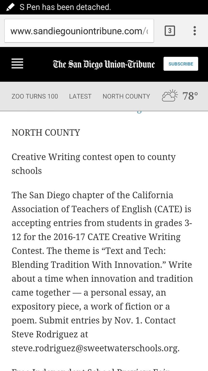 Creative Writing competition for North County students.