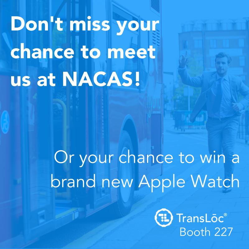 TransLoc's tweet photo. Don't forget to swing by booth 227 for our #NACAS16 giveaway. @nacastweets https://t.co/y80cqe2Lr9