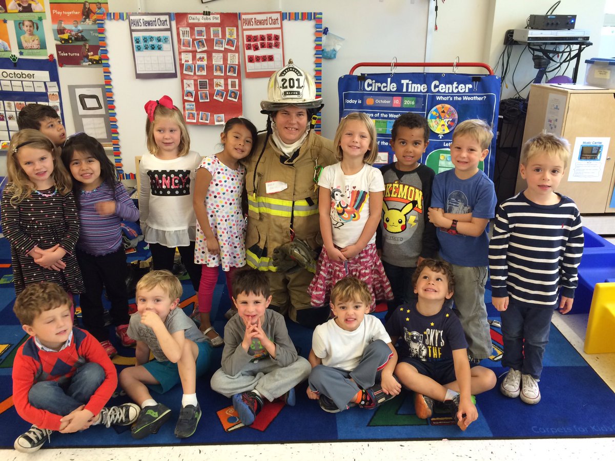 LBPreK's tweet image. Both classes learned about fire safety today from Mrs. Whitehead's sister Major Maria Roberts of the Lexington Fire Dept.