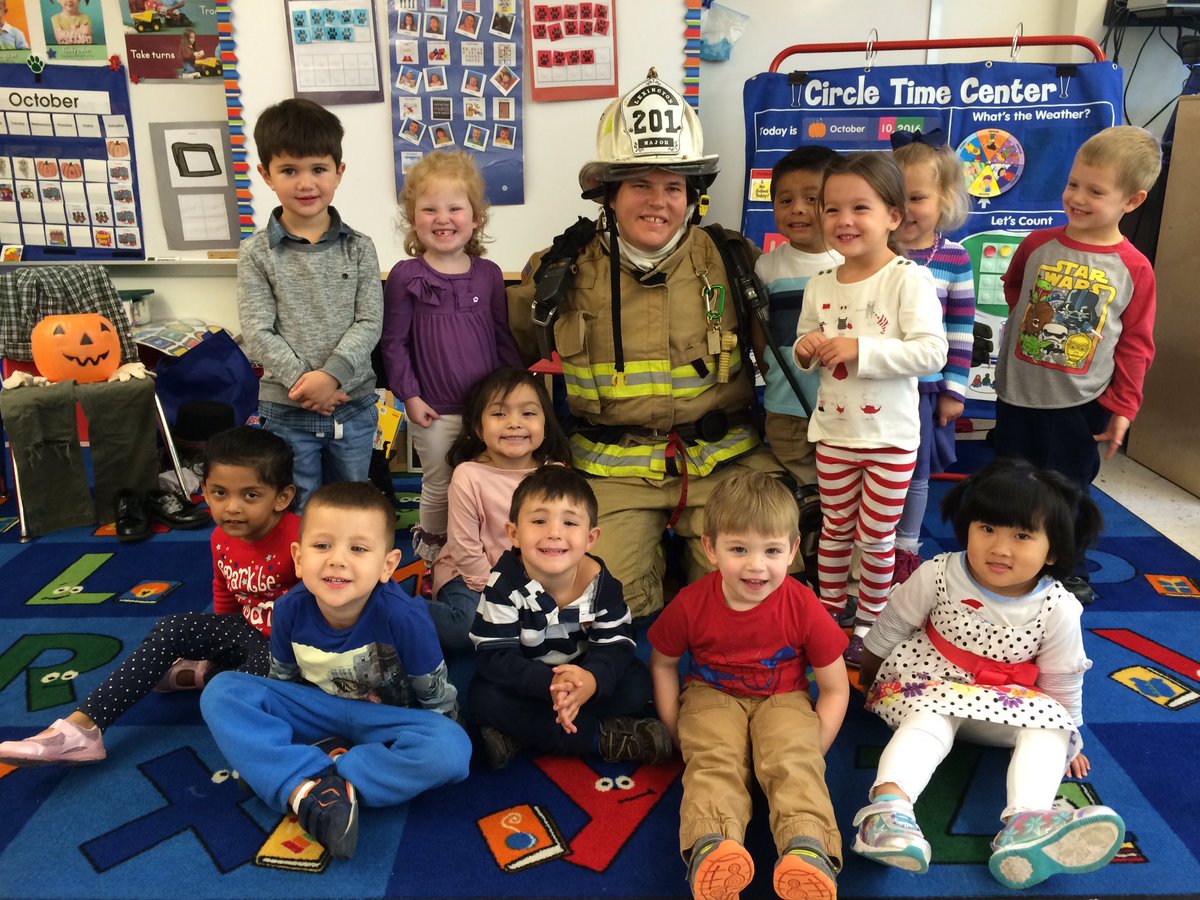LBPreK's tweet image. Both classes learned about fire safety today from Mrs. Whitehead's sister Major Maria Roberts of the Lexington Fire Dept.