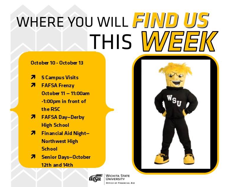 shockerfinaid's tweet photo. Hope to see you all at our FAFSA Frenzy Event tomorrow! 11-1 in the RSC courtyard! https://t.co/j1ChQTj4kK