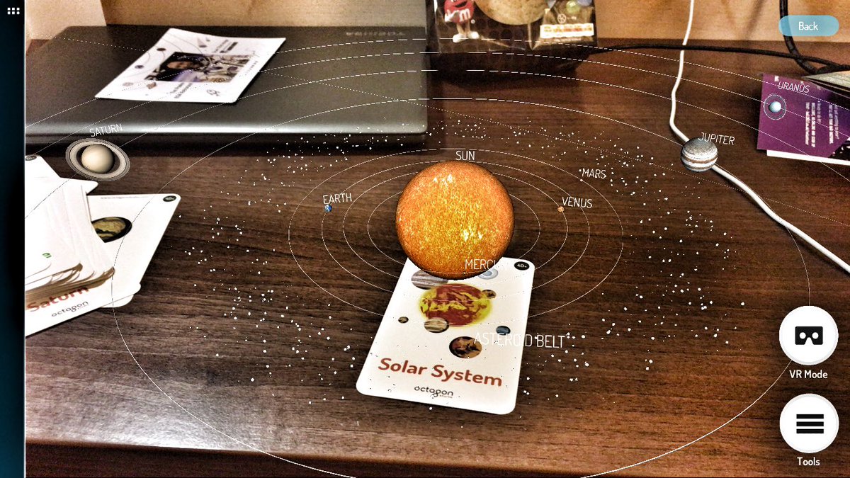 DrGaryKerr's tweet photo. Also in my hotel room are black holes, the solar system, comets &amp; Mars curiosity! #AugmentedReality #AR #Space4D @ideasfoundation 🚀👌 https://t.co/QlYgGs7v5G