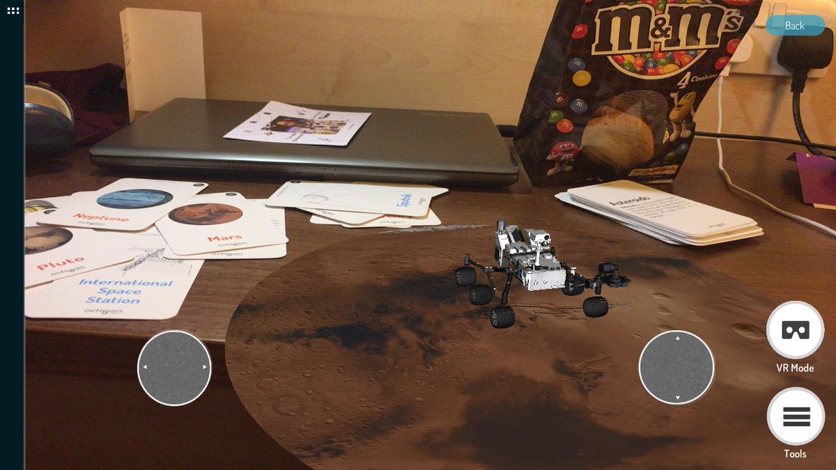 DrGaryKerr's tweet photo. Also in my hotel room are black holes, the solar system, comets &amp; Mars curiosity! #AugmentedReality #AR #Space4D @ideasfoundation 🚀👌 https://t.co/QlYgGs7v5G