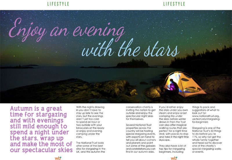 Spend an evening walking &amp; #stargazing with some great places to view at <a href="/nationaltrust/">National Trust</a> wellbeingplusmag.com/2016autumn/#62… #lifestyle #camping #fitness