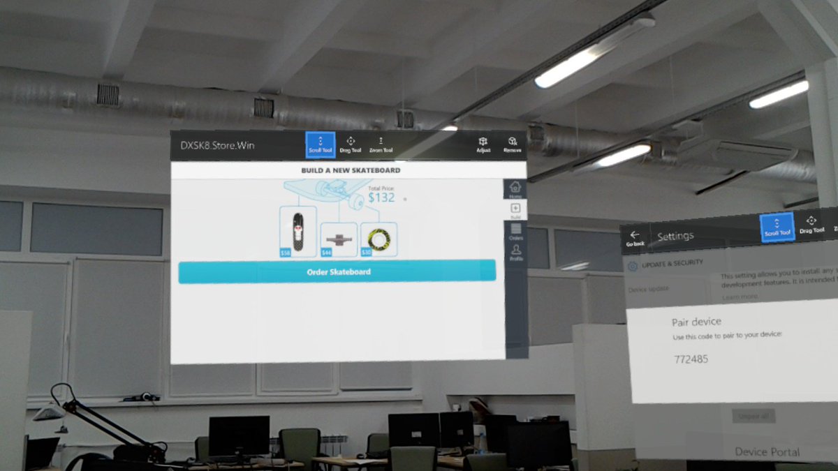 BingoRUS's tweet photo. ну что же, наши #javascript компоненты, обёрнутые в #winjs успешно заработали на #hololens. продолжаю экспериментировать... https://t.co/zX1cvqL1HK