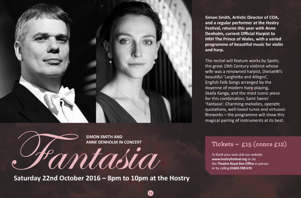 Hostryfestival's tweet photo. Love classical music #NorwichHour ? Get tickets for Fantasia from 01603 598676 #harp #violin bring friends &amp; do RT https://t.co/2GJ8xsGwQf