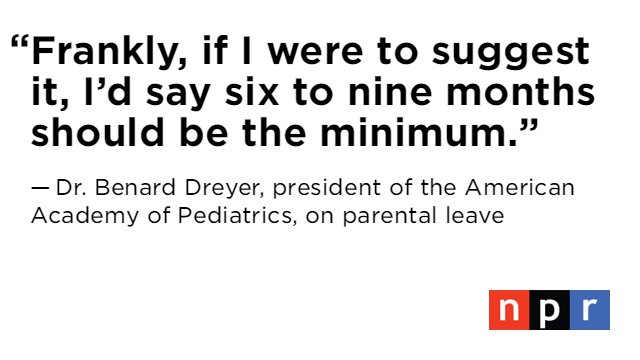 NPR's tweet photo. A pediatrician's view of parental leave https://t.co/hznEyci8jA https://t.co/Z3aOe0LUMc
