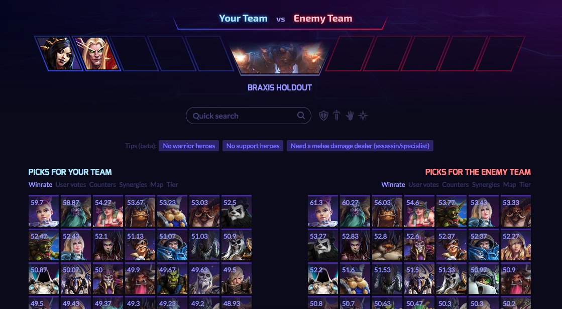HeroesCounters's tweet photo. New (beta) feature for the Team Picker: composition tips - Let me know what you think!

https://t.co/hoLN34JYLf https://t.co/NjXcRiEig4