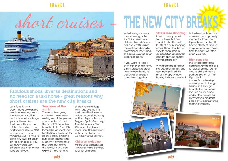 Great reasons why short cruises are the new city breaks!
wellbeingplusmag.com/2016autumn/#82… #holiday #cruise <a href="/Snugpak/">Snugpak</a> for the ultimate weekend stroller
